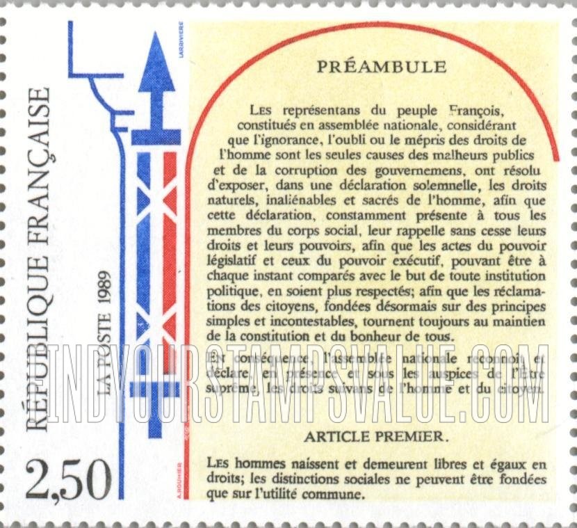 FindYourStampsValue: Declaration of the Rights of Man and the Citizen, Versailles, Aug. 26, 1789: Preamble, Article I