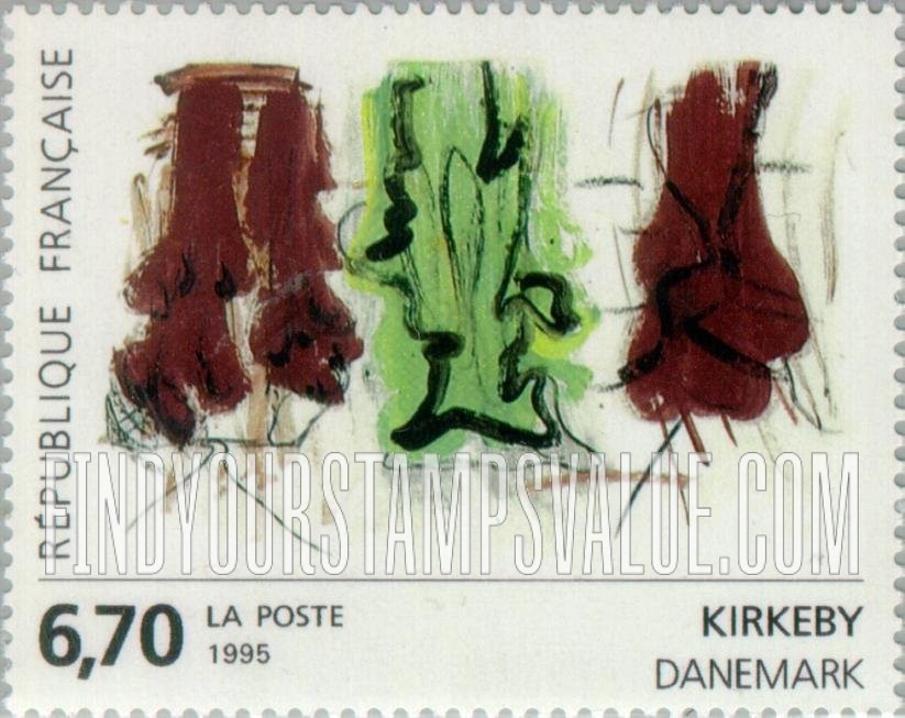 FindYourStampsValue: Art Series: Abstract, by Per Kirkeby, Denmark