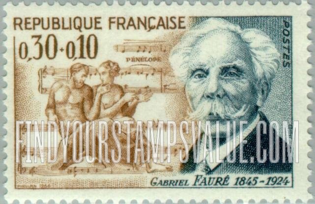FindYourStampsValue: SEMI-POSTAL - Gabriel Fauré, monument and score of “Penelope“
