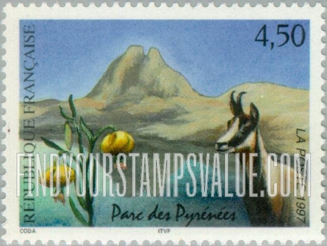 FindYourStampsValue: National Parks Type of 1996: Parc des Pyrénées