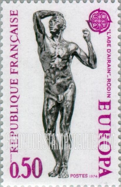 FindYourStampsValue: Europa Issue 1974: “Age of Bronze,” by Auguste Rodin