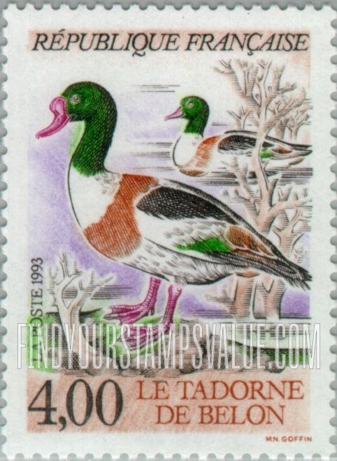 FindYourStampsValue: Water Birds: Tadorne de belon