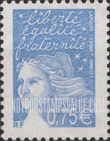 FindYourStampsValue: Marianne With Euro Denominations Type of 2002