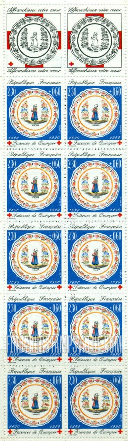 FindYourStampsValue: SEMI-POSTAL - Quimper or Brittany Ware Faience plate