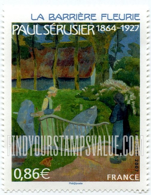 FindYourStampsValue: Art Issue: La Barrière Fleurie, by Paul Sérusier