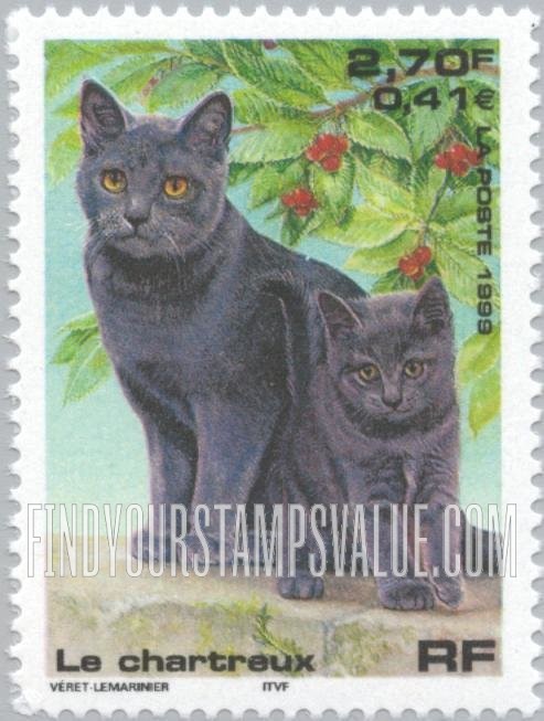 FindYourStampsValue: Cats and Dogs: Chartreux cat