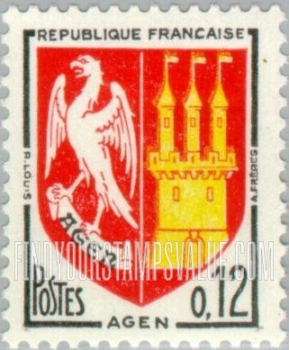 FindYourStampsValue: Ams of Agen: Arms Type of 1958-59