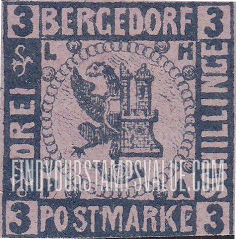 FindYourStampsValue: Combined Arms of Lübeck and Hamburg
