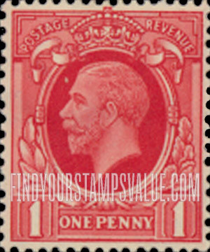 FindYourStampsValue: Great Britain (United Kingdom): King George V - One Penny