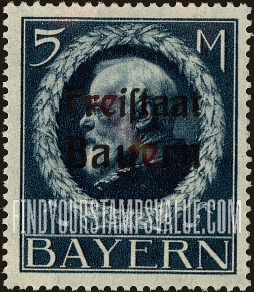 FindYourStampsValue: King Ludwig III: Bavarian Stamps of 1914-16 Overprinted