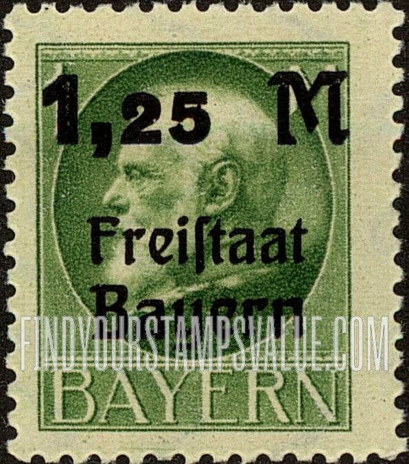 FindYourStampsValue: King Ludwig III: Ludwig Type of 1914, Printed in Various Colors and Surcharged