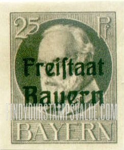 FindYourStampsValue: King Ludwig III: Bavarian Stamps of 1914-16 Overprinted