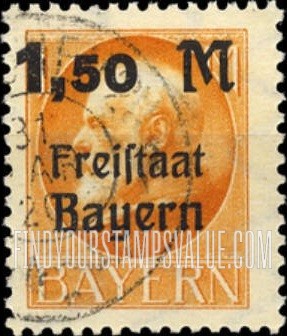 FindYourStampsValue: King Ludwig III: Ludwig Type of 1914, Printed in Various Colors and Surcharged
