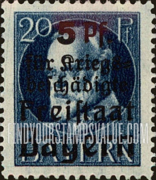 FindYourStampsValue: SEMI-POSTAL -King Ludwig III: Regular Issue of 1914-20 Surcharged in Black