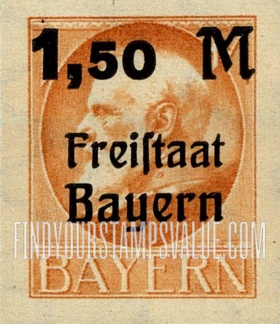 FindYourStampsValue: King Ludwig III: Ludwig Type of 1914, Printed in Various Colors and Surcharged