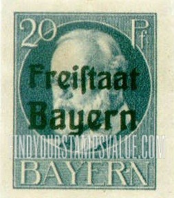 FindYourStampsValue: King Ludwig III: Bavarian Stamps of 1914-16 Overprinted