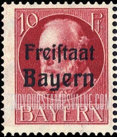 FindYourStampsValue: King Ludwig III: Bavarian Stamps of 1914-16 Overprinted