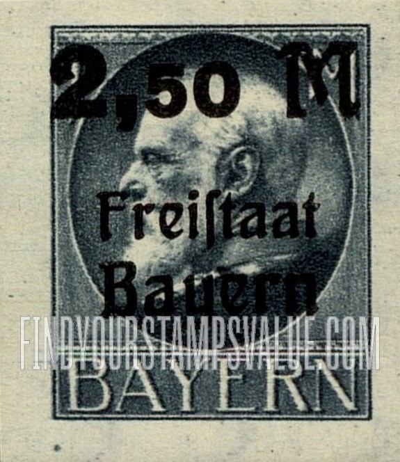 FindYourStampsValue: King Ludwig III: Ludwig Type of 1914, Printed in Various Colors and Surcharged