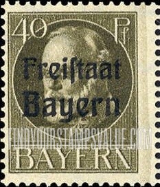 FindYourStampsValue: King Ludwig III: Bavarian Stamps of 1914-16 Overprinted