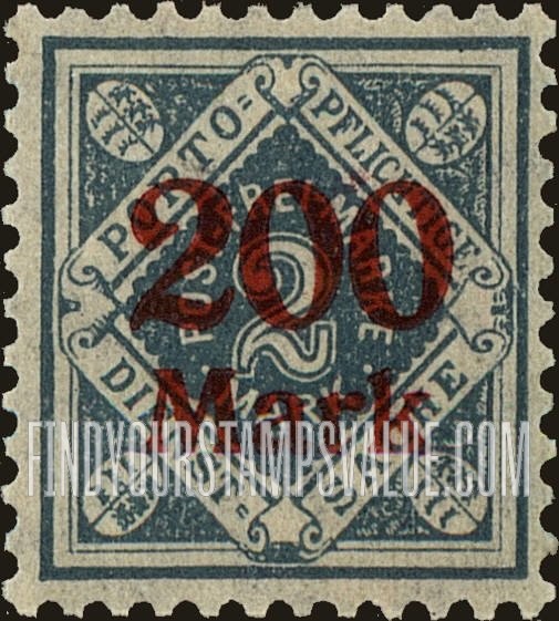 FindYourStampsValue: WURTTEMBERG OFFICIAL - Numeral Value: Surcharged in Red