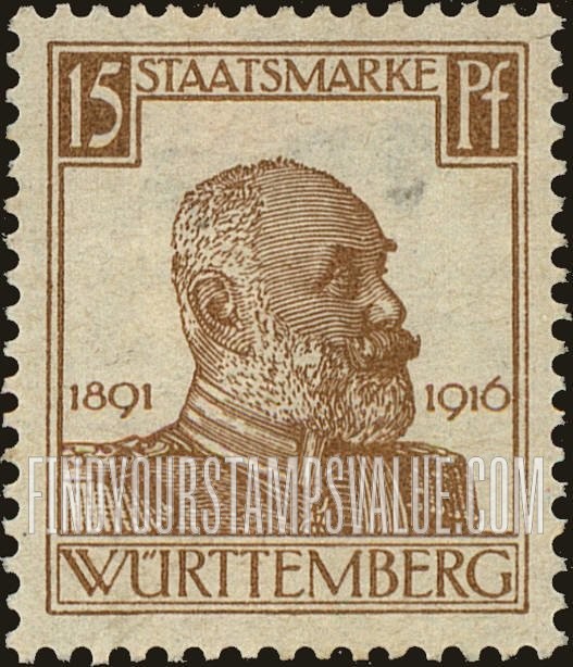 FindYourStampsValue: WURTTEMBERG OFFICIAL - King Wilhelm II