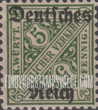 FindYourStampsValue: WURTTEMBERG OFFICIAL - Numeral Value: Official Stamps of 1906-19 Overprinted