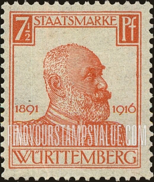FindYourStampsValue: WURTTEMBERG OFFICIAL - King Wilhelm II