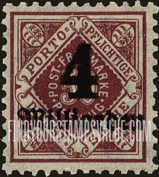 FindYourStampsValue: WURTTEMBERG OFFICIAL - Numeral Value: Surcharged