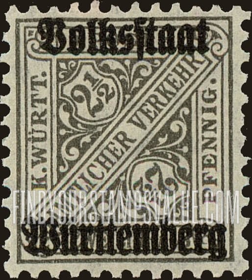 FindYourStampsValue: WURTTEMBERG OFFICIAL - Numeral Value: Official Stamps of 1890-1919 Overprinted