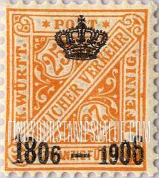 FindYourStampsValue: WURTTEMBERG OFFICIAL - Numeral Value: Overprinted in Black