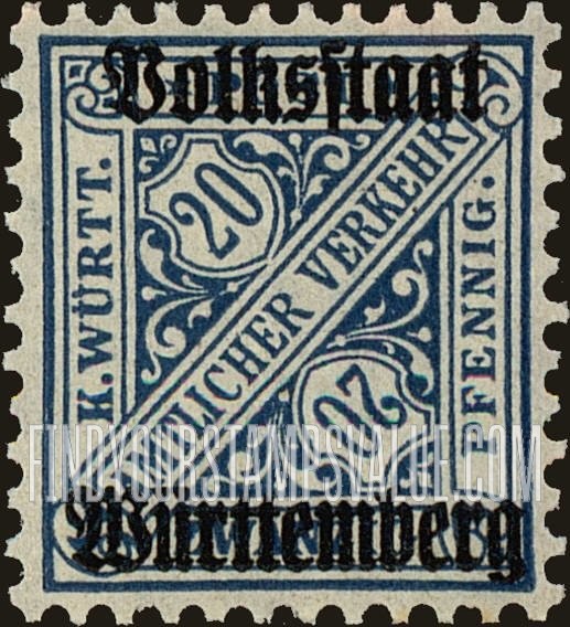 FindYourStampsValue: WURTTEMBERG OFFICIAL - Numeral Value: Official Stamps of 1890-1919 Overprinted
