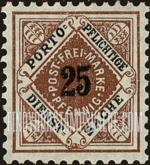FindYourStampsValue: WURTTEMBERG OFFICIAL - Numeral Value