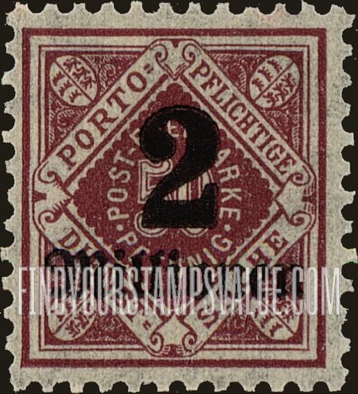 FindYourStampsValue: WURTTEMBERG OFFICIAL - Numeral Value: Surcharged