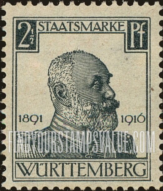 FindYourStampsValue: WURTTEMBERG OFFICIAL - King Wilhelm II