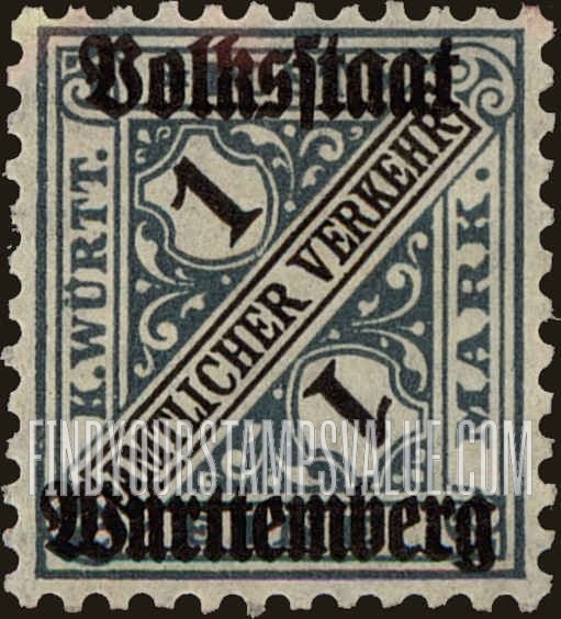 FindYourStampsValue: WURTTEMBERG OFFICIAL - Numeral Value: Official Stamps of 1890-1919 Overprinted