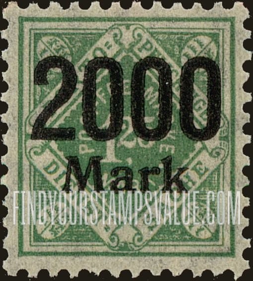 FindYourStampsValue: WURTTEMBERG OFFICIAL - Numeral Value: Surcharged