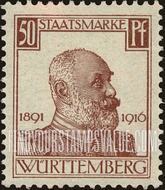 FindYourStampsValue: WURTTEMBERG OFFICIAL - King Wilhelm II