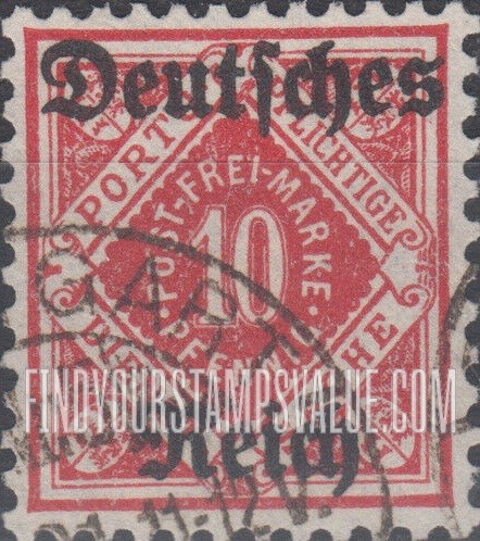 FindYourStampsValue: WURTTEMBERG OFFICIAL - Numeral Value: Official Stamps of 1906-19 Overprinted