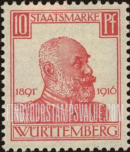 FindYourStampsValue: WURTTEMBERG OFFICIAL - King Wilhelm II