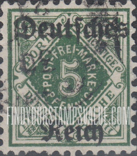 FindYourStampsValue: WURTTEMBERG OFFICIAL - Numeral Value: Official Stamps of 1906-19 Overprinted