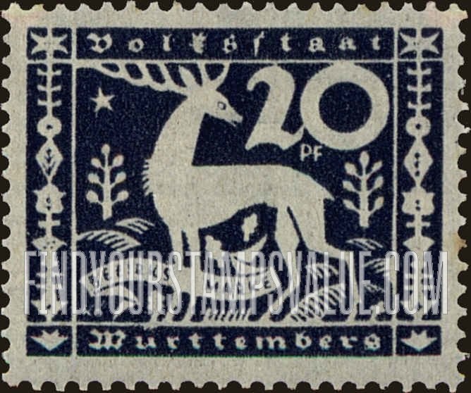 FindYourStampsValue: WURTTEMBERG OFFICIAL - Stag