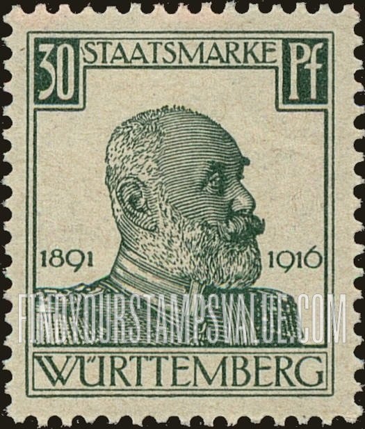 FindYourStampsValue: WURTTEMBERG OFFICIAL - King Wilhelm II