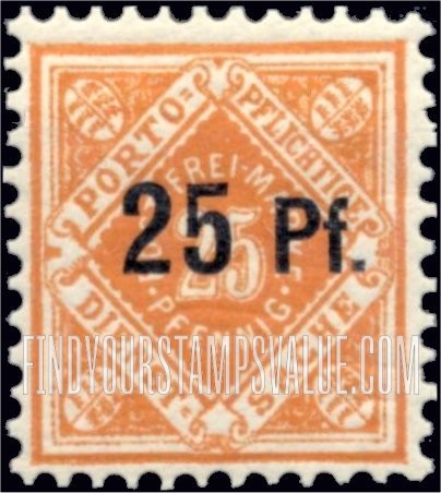 FindYourStampsValue: WURTTEMBERG OFFICIAL - Numeral Value: Stamps of 1900-06 Surcharged