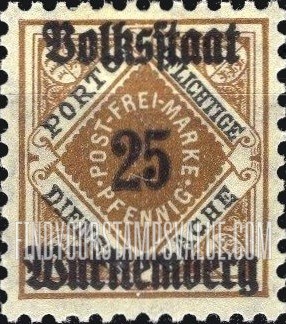 FindYourStampsValue: WURTTEMBERG OFFICIAL - Numeral Value: Official Stamps of 1906-19 Overprinted