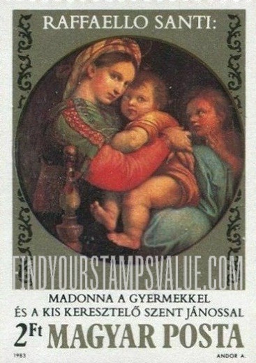 FindYourStampsValue: Paintings: Madonna and Child with Saint John
