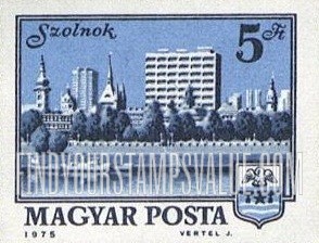 FindYourStampsValue: Building Type of 1972: View of Szolnok across Tisza River