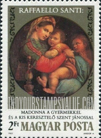 FindYourStampsValue: Paintings: Madonna and Child with Saint John