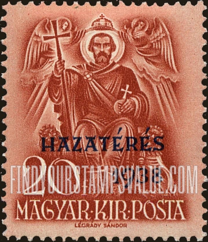 FindYourStampsValue: St. Stephen enthroned: Overprinted in Blue
