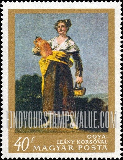 FindYourStampsValue: Painting Type of 1967: Girl with Pitcher, by Goya (1746-1828)