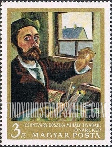 FindYourStampsValue: Painting Type of 1967: Self-portrait by M. T. Czontvary Kosztka (1853-1919)